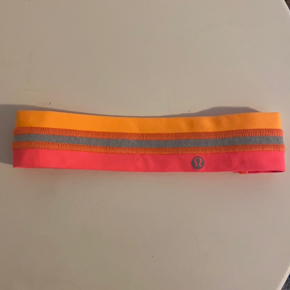 Lululemon bright orange & coral headband EUC